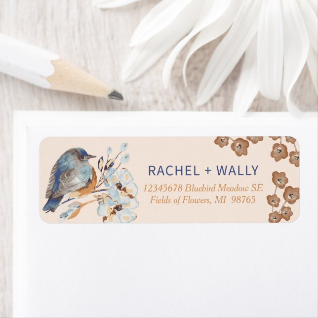 Whimsical Bluebird Floral Label (Insitu)