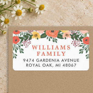 Whimsical Blush and Coral Floral Return Address Label