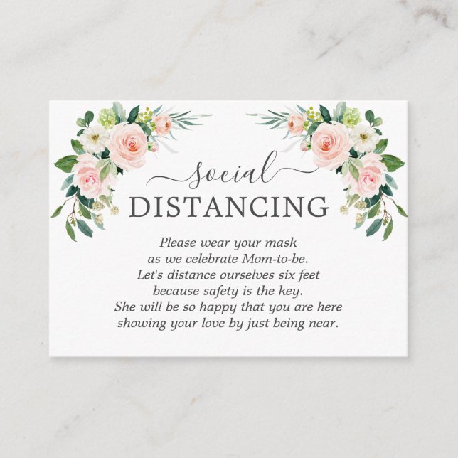 Whimsical Blush Pink Flowers Baby Shower Details Enclosure Card (Front)