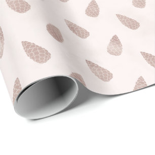 Whimsical Blush Pink Pine Cones Modern Christmas Wrapping Paper
