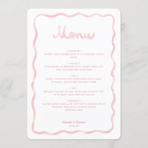 Whimsical Blush Pink White Wavy Frame Wedding Menu