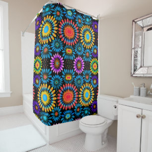 Whimsical Bohemian Floral Shower Curtain