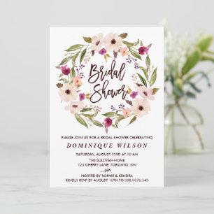 Whimsical Bohemian Floral Wreath Bridal Shower Invitation