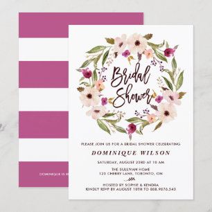 Whimsical Bohemian Floral Wreath Bridal Shower Invitation