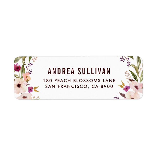 Whimsical Bohemian Flowers Return Address Label (Front)