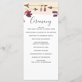Whimsical Bohemian free spirit wedding programs Programme