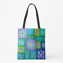 Whimsical Bohemian Patterned Tote Bag