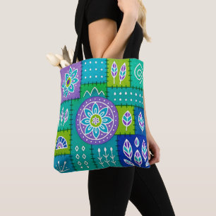 Whimsical Bohemian Patterned Tote Bag