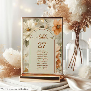 Whimsical Boho Burnt Orange Ivory Sage Wedding Table Number