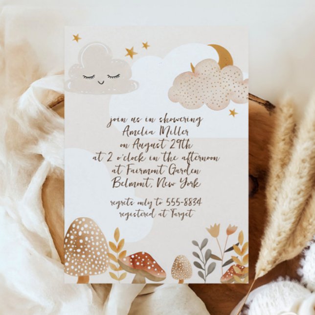 Whimsical Boho Celestial Woodland Baby Shower Invitation (Creator Uploaded)