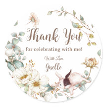 Whimsical Boho Chic Bunny Rabbit Botanical Floral