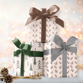 Whimsical Boho Christmas Wrapping Paper Sheet