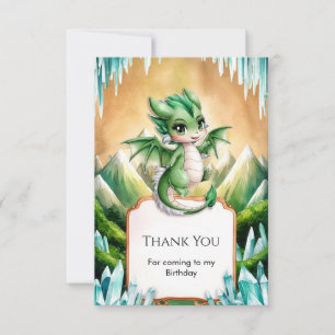 Whimsical Boho Dragon Birthday Thank You Card