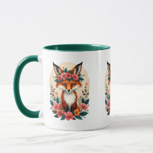 Whimsical Boho Fox with Floral Crown Woodland Mug