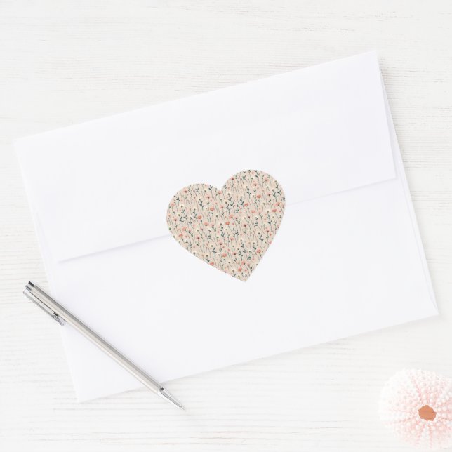 Whimsical Boho Garden Party Baby in Bloom Shower Heart Sticker (Envelope)