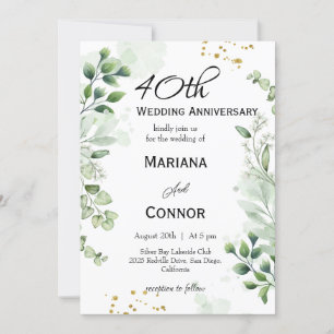 Whimsical Boho Greenery Wedding Anniversary  Invitation
