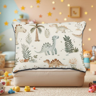 Whimsical Boho Jungle Dinosaur Pattern Decorative Cushion
