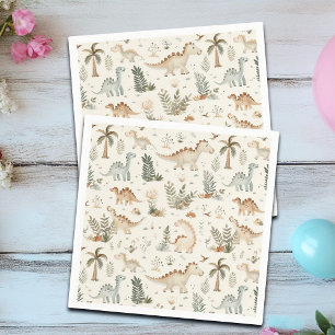 Whimsical Boho Jungle Dinosaur Pattern Napkin