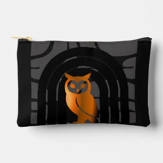 Whimsical Boho Owl & Tropical Monstera Leaf Accessory Pouch