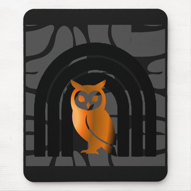 Whimsical Boho Owl & Tropical Monstera Leaf Mouse Mat (Front)