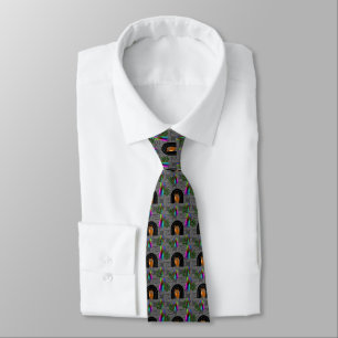 Whimsical Boho Owl & Tropical Monstera Leaf Tie