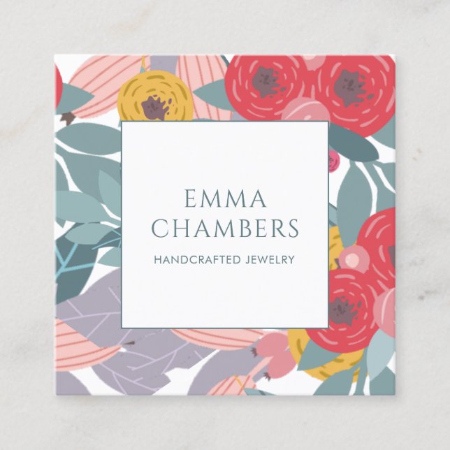 Whimsical Boho Painted Floral Earring Display Card (Front)