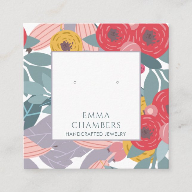 Whimsical Boho Painted Floral Earring Display Card (Front)