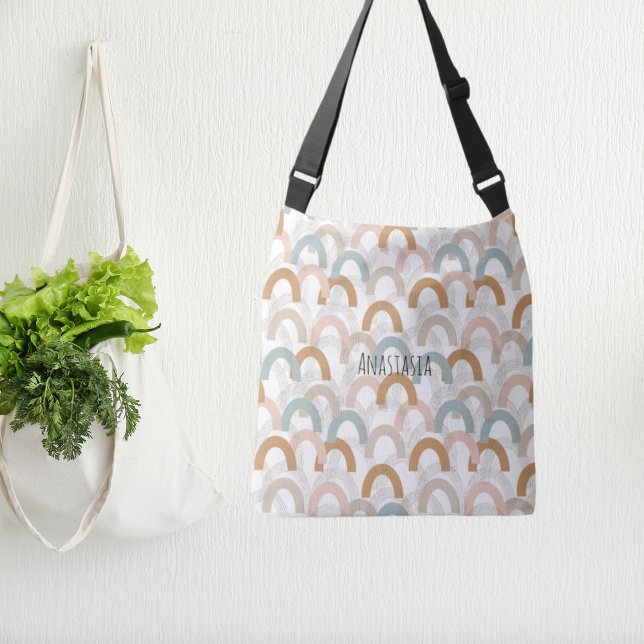 Whimsical boho pastel rainbow pattern cross-body  crossbody bag (Creator Uploaded)