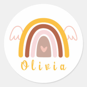 Whimsical Boho Rainbow with a Personalised Name  Classic Round Sticker