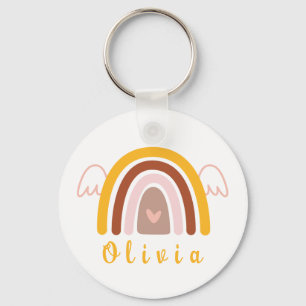 Whimsical Boho Rainbow with a Personalised Name Key Ring