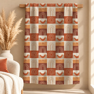 Whimsical Boho Rainbows Terracotta Brown Pillow Gi Fleece Blanket