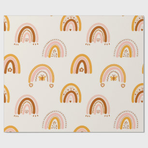 Whimsical Boho Rainbows with Butterflies and Heart Wrapping Paper