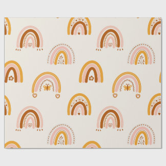 Whimsical Boho Rainbows with Butterflies and Heart Wrapping Paper