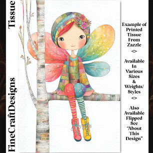 Whimsical Boho Red Haired Fairy DH1R Decoupage Tissue Paper