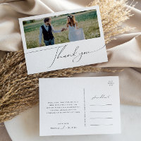 Whimsical Boho Script Horizontal Photo Thank You