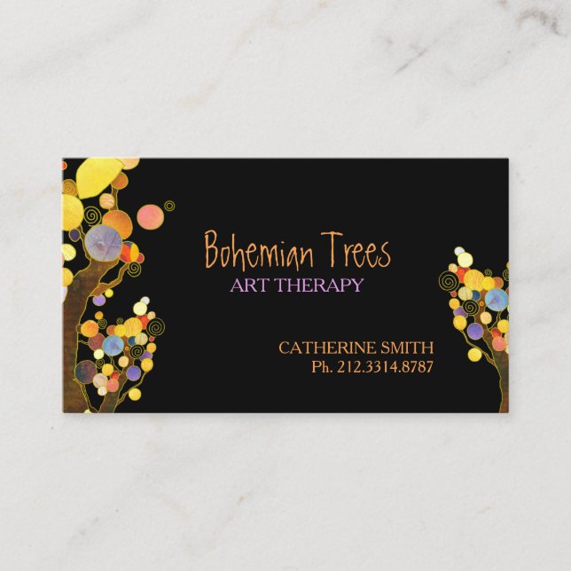 Whimsical Boho Trees Business Appointment Cards (Front)