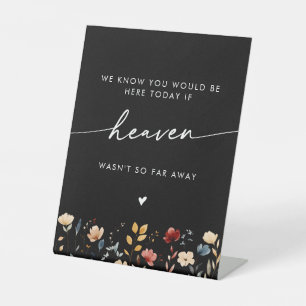 Whimsical Boho Wildflower Heaven Wedding Memorial Pedestal Sign