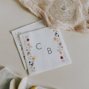 Whimsical Boho Wildflower Monogrammed Napkins