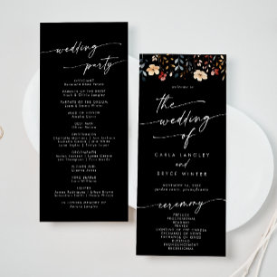 Whimsical Boho Wildflower Tea Length Wedding  Programme
