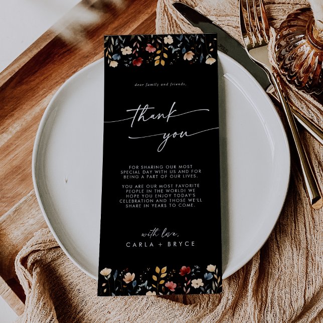 Whimsical Boho Wildflower Thank You Place Card (Creator Uploaded)