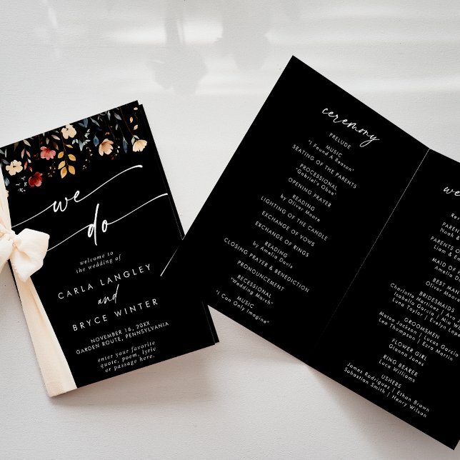 Whimsical Boho Wildflower We Do Folded Wedding  Programme (Creator Uploaded)