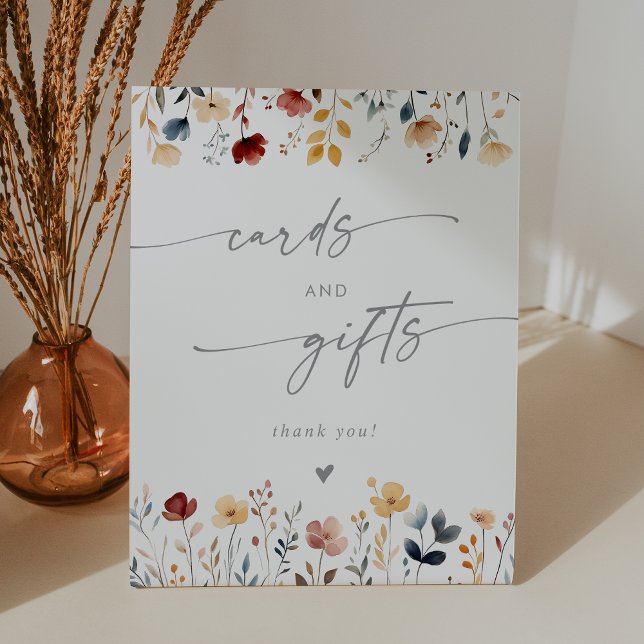 Whimsical Boho Wildflower Wedding Cards and Gifts Pedestal Sign (Creator Uploaded)