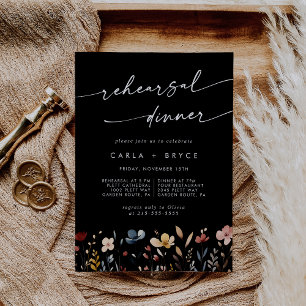 Whimsical Boho Wildflower Wedding Rehearsal Dinner Invitation