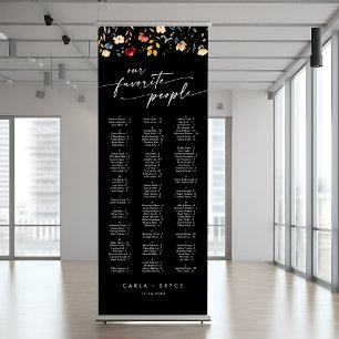 Whimsical Boho Wildflower Wedding Seating Chart Retractable Banner