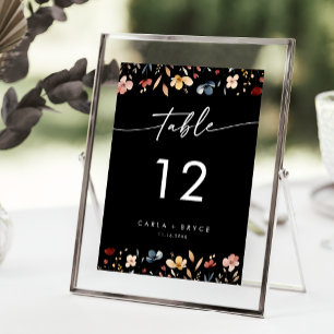 Whimsical Boho Wildflower Wedding Table Numbers