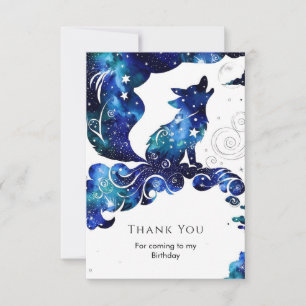 Whimsical Boho Wolf Birthday Thank You Card