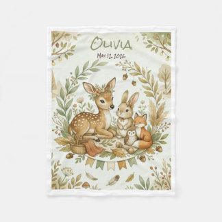 Whimsical  Boho Woodland  Fleece Blanket