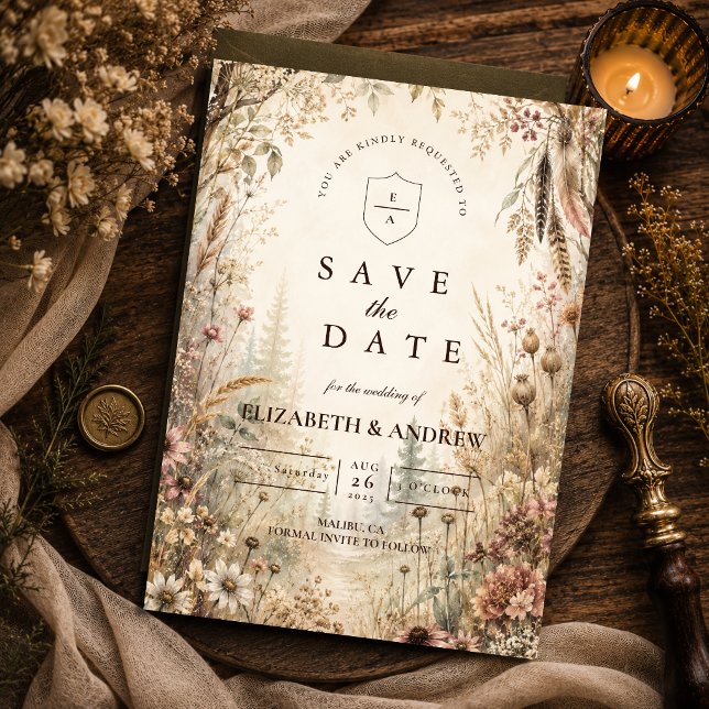 Whimsical Boho Woodland Wedding Save The Date (Creator Uploaded)