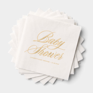 Whimsical Bold Calligraphy Baby Shower Foil Napkins
