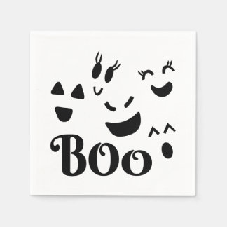 Whimsical Boo Ghost Face Cute Halloween Design Napkin